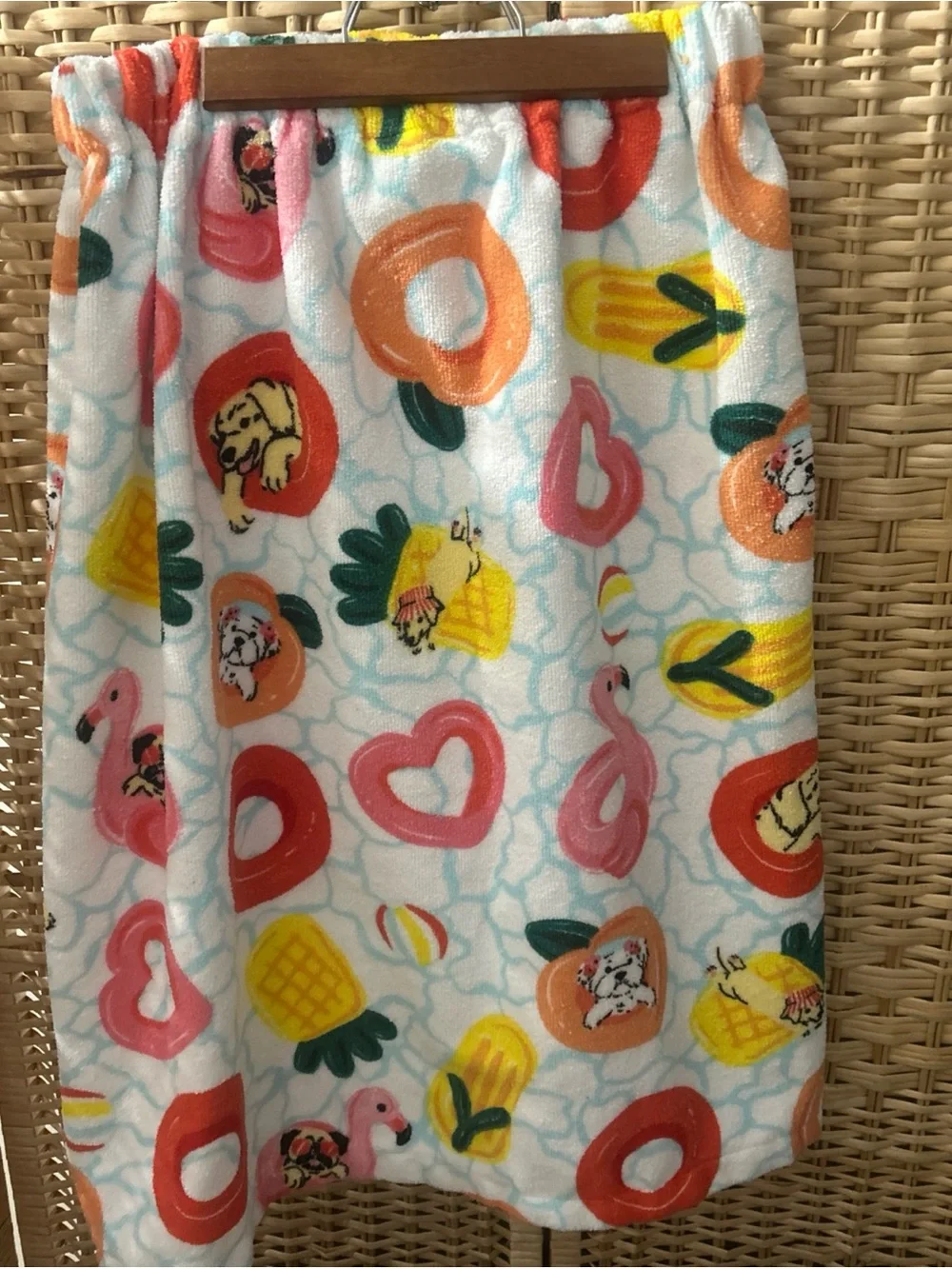 The Big One Plush Towel Wrap Dogs Fruit Flamingo